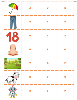 Â Find the right beginning letter. (Tìm chữ cái đầu đúng.) (ảnh 1)