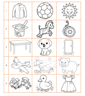 B. Color pictures with the same beginning letter. (Tô màu các hình có chữ cái đầu giống nhau.) (ảnh 1)