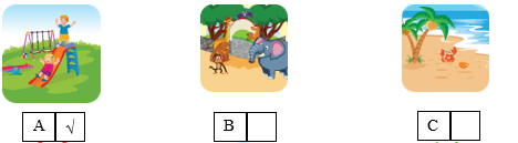 Listen and tick (√) the box. There is one example. (ảnh 2)