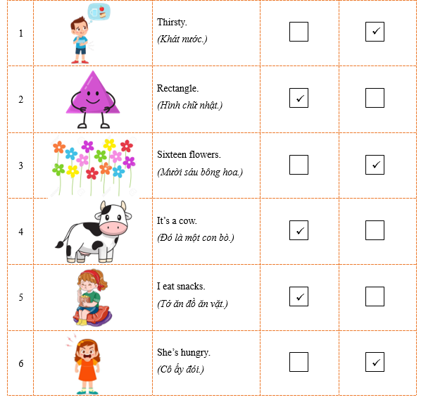 A. Look, read and tick (✔) Yes or No. There is one example. (ảnh 4)