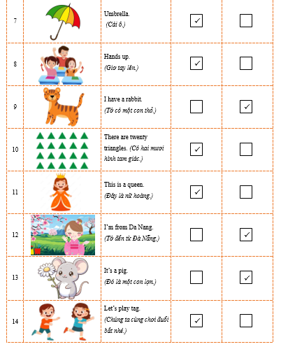 A. Look, read and tick (✔) Yes or No. There is one example. (ảnh 5)