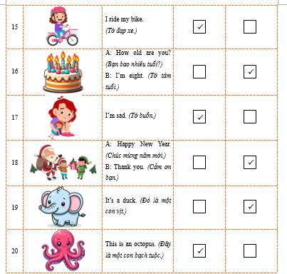 A. Look, read and tick (✔) Yes or No. There is one example. (ảnh 6)