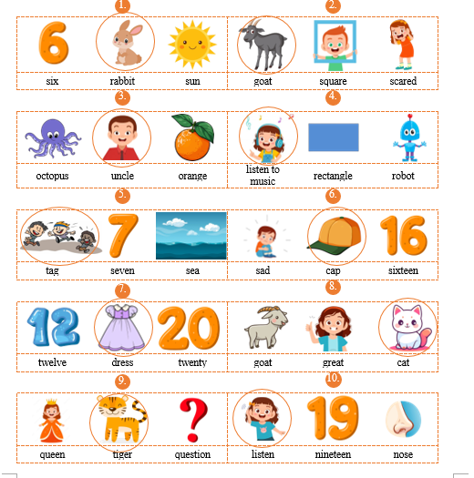 B. Circle the word with different beginning sound. (ảnh 3)