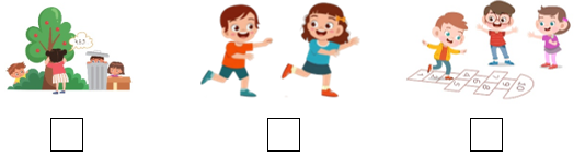 II. Listen and tick (√) the box. There is one example. (ảnh 1)