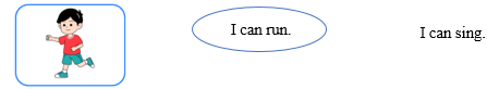 Look, read and circle. There is one example. I can run. I can sing. (ảnh 2)