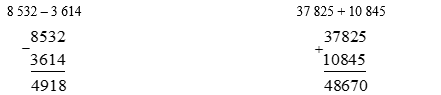Đặt tính rồi tính: ( 1 điểm)  8 532 – 3 614  ;   	  37 825 + 10 845 (ảnh 1)