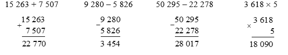 Đặt tính rồi tính: ( 2 điểm )  15 263 + 7 507  ………………  ………………  ………………  	  9 280 – 5 826 (ảnh 1)