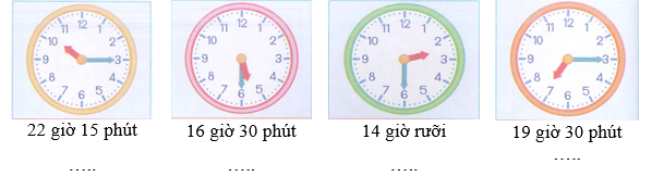 II. Phần tự luận (7 điểm) Bài 1. Đ, S ? (1 điểm)   22 giờ 15 phút	  16 giờ 30 phút	  14 giờ rưỡi	  19 giờ 30 phút (ảnh 1)