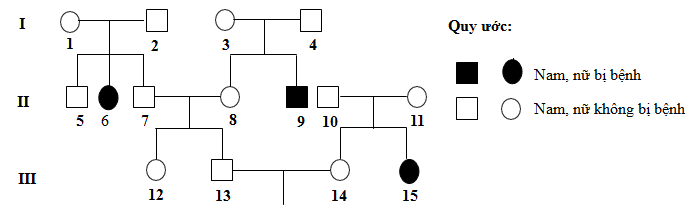 Sơ đồ phả hệ dưới đây mô tả sự di truyền bệnh M ở người do 1 trong 2 allele của một gene quy định. Biết rằng không phát sinh đột biến mới ở tất cả những người trong phả hệ. Có bao nhiêu kết luận sau đây đúng? (ảnh 1)