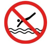 What does the sign say? A. Swimming is allowed here. B. People should swim carefully in this area. C. Diving is not allowed here. D. This place is safe for children to play in the water. (ảnh 1)