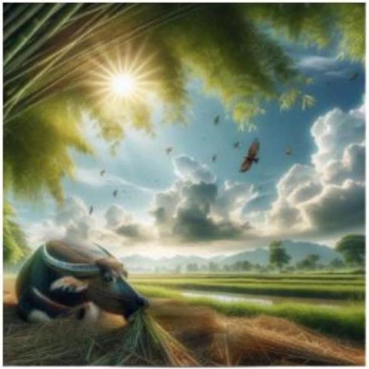 Câu văn nào dưới đây sử dụng biện pháp nhân hoá để mô tả bức tranh sau? (ảnh 1)