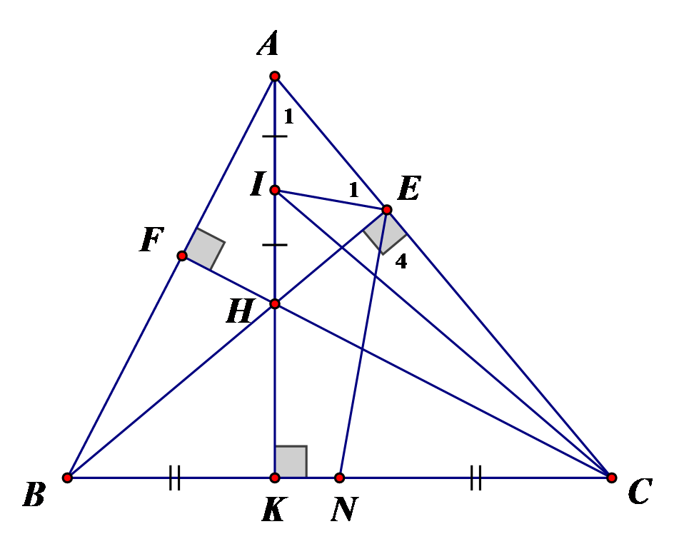 Cho tam giác \(ABC\) có ba góc đều nhọ (ảnh 1)