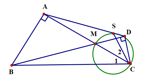 Cho tam giác \(ABC\) vuông tại \(A\). (ảnh 1)