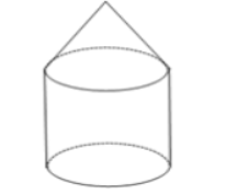 Một khối đồ chơi gồm một hình trụ và một hình nón có cùng bán kính được chồng lên nhau, độ dài đường sinh hình trụ bằng độ dài đường sinh hình nón và bằng đường kính hình trụ, hình nón (tham khảo hình vẽ ). (ảnh 1)