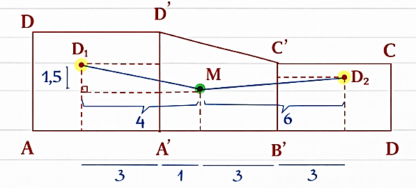 Một ng&ocirc;i nh&agrave; h&igrave;nh lăng trụ đứng \(ABCD \cdot A'B'C'D'\) c&oacute; đ&aacute;y \(ABCD\) l&agrave; h&igrave;nh thang vu&ocirc;ng tại \(A\) v&agrave; \(B\). \(AB = AD = 4\,\,(\;{\rm{m}});BC = 3,5\,\,(\;{\rm{m}});BB' = 6\ (ảnh 3)