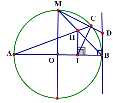 \(M\) ở chính giữa nửa đường tròn tâm \(O\) đường (ảnh 1)