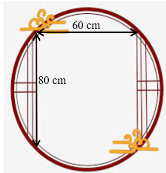 Một hoa văn hình tròn có kích thước như hình vẽ. Tính bán kính đường tròn. (ảnh 1)