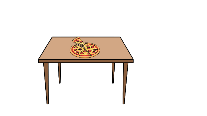 pizza / on / table. / is / the / The _________________________________. (ảnh 1)