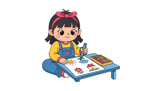 Task 2. Read and circle. 4 questions (1pt) What’s she doing? A. She’s drawing a picture. B. She’s doing a quiz. (ảnh 1)