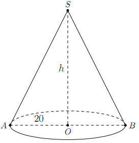 Một h&igrave;nh n&oacute;n c&oacute; b&aacute;n k&iacute;nh đ&aacute;y bằng \(20\;{\ (ảnh 1)