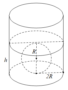 Người ta thả một viên bi có dạng hình cầu có bán kính \[2,7\,cm\] vào một chiếc cốc hình trụ đang chứa nước (tham khảo hình vẽ dưới). Biết rằng bán kính của phần trong đáy cốc bằng \[5,4\,cm\] và chiều cao của mực nước ban đầu trong cốc bằng \[4,5\,cm\]. (ảnh 2)