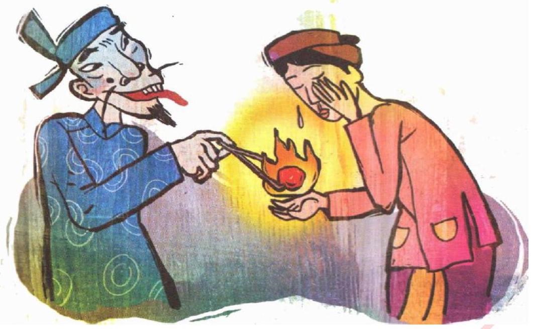 Bức tranh dưới đây gợi nhắc đến thành ngữ, tục ngữ nào?   A. Gắp lửa cho người khác					B. Gắp lửa bỏ cho người	 C. Lửa đốt cháy tay						D. Gắp lửa bỏ tay người (ảnh 1)