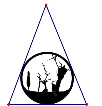 Một bức ảnh hình tròn có bán kính 40 cm, người ta làm một khung gỗ hình tam giác đều bao bên ngoài bức ảnh sao cho bức ảnh hình tròn tiếp xúc với các cạnh của khung gỗ. Tính độ dài cạnh khung gỗ (làm tròn đến số thập phân thứ nhất). (ảnh 1)