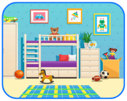 Look, read and circle. There is one example.    This is my kitchen.  	  This is my bedroom. (ảnh 1)