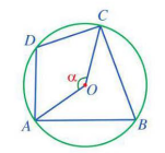 Trong h&igrave;nh vẽ dưới đ&acirc;y, cho \[\alpha  = {140^0}\].   a) T&iacute;nh c&aacute;c g&oacute;c \[\widehat {ABC},\widehat {ADC}\]của tứ gi&aacute;c \[ABCD\]. b) T&iacute;nh \[\widehat {BAD} + \widehat {BCD}\]. (ảnh 1)