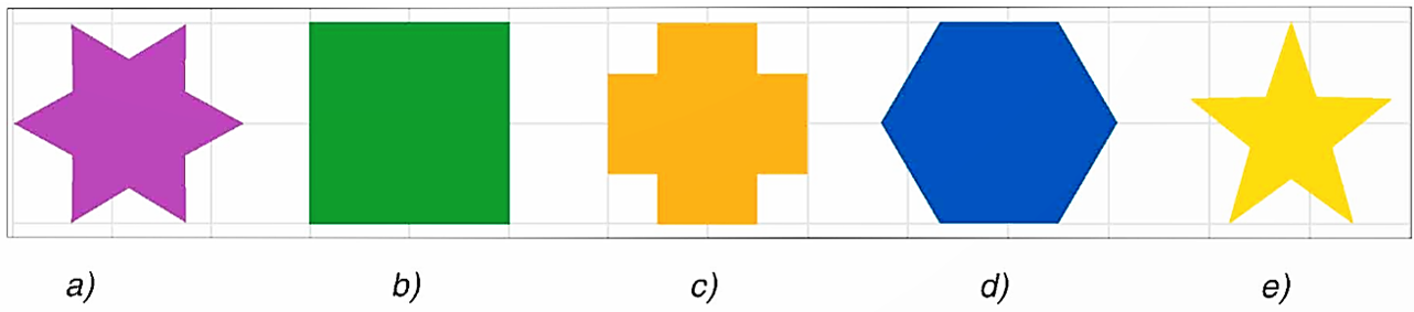 Cho các hình dưới đây: Trong các hình trên, hình nào có dạng là đa giác đều? (ảnh 1)