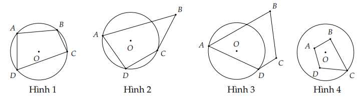 Trong các hình sau, hình đang nội tiếp đường tròn là A. Hình 1. B. Hình 2. C. Hình 3. D. Hình 4. (ảnh 1)
