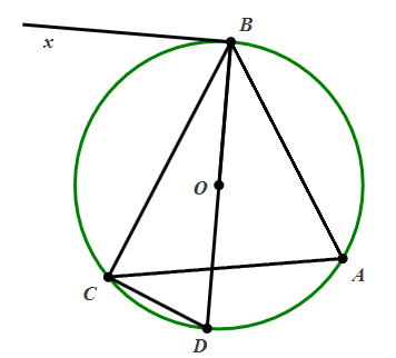 Ta có \(\widehat {DCB}\) là góc nội tiếp (ảnh 1)