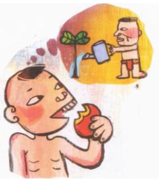 Bức tranh dưới đây gợi nhắc đến thành ngữ, tục ngữ nào?    A. Ăn quả nhớ kẻ tưới nước.				B. Ăn quả nhớ kẻ tưới cây C. Ăn quả nhớ kẻ trồng cây				D. Ăn quả nghĩ kẻ trồng cây (ảnh 1)