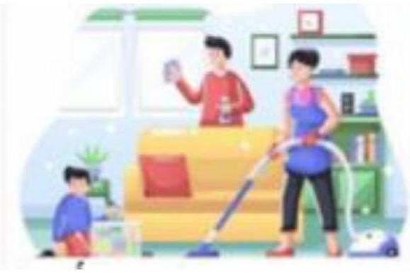 Động từ nào thích hợp nhất để nói về hoạt động trong bức tranh sau?   a/ ăn uống		b/ dọn dẹp		c/ múa hát		d/ dạy học (ảnh 1)