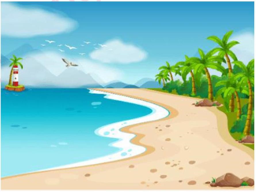 Chọn từ chỉ hoạt động thích hợp để hoàn thành câu văn miêu tả bức tranh sau:   Phía xa xa, đàn chim hải âu ... cánh ... trên bầu trời trong tiếng sóng ... rì rào vào bờ cát. (ảnh 1)