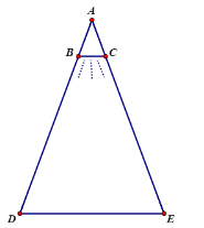 Một chóa đèn có dạng hình nón với đường kính đáy BC=20cm, đặt bên trong là một bóng đèn tại A. Khi được treo trên trần nhà thì đèn chiếu sáng một khoảng rộng 3m trên nền nhà. Biết rằng độ cao từ trần nhà ( điểm A) là 4,2 m. (ảnh 2)