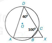 Trong h&igrave;nh vẽ dưới đ&acirc;y, cho \[\widehat {ADC} = {40^0},\widehat {BCD} = {100^0}\].   a) T&iacute;nh c&aacute;c g&oacute;c \[\widehat {ABC},\widehat {BAD}\] của tứ gi&aacute;c \[ABCD\]. b) T&iacute;nh \[\widehat {BXC}\]. (ảnh 1)
