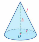 Cho hình nón có bán kính đáy \[r\], đường cao \[h\] và đường sinh \[l\] như hình vẽ. Hãy thay dấu “\[?\]”bằng giá trị thích hợp và hoàn thành bảng sau: (ảnh 1)