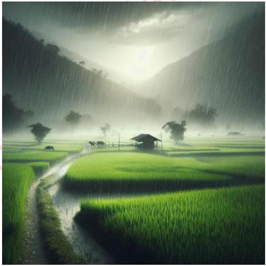 Câu nào dưới đây sử dụng biện pháp nhân hoá để mô tả bức tranh sau? (ảnh 1)