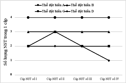 Một loài vi sinh vật có bộ NST lưỡng bội 2n = 8. Khi phân tích bộ NST của 4 thể đột biến (A, B, C và D) người ta thu được kết quả như biểu đồ hình bên. Theo cơ sở khoa học về đột biến NST, phát biểu nào sau đây sai? (ảnh 1)