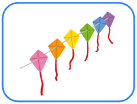 Look, read and circle. There is one example.    Seven kites.  	  Six kites. (ảnh 1)