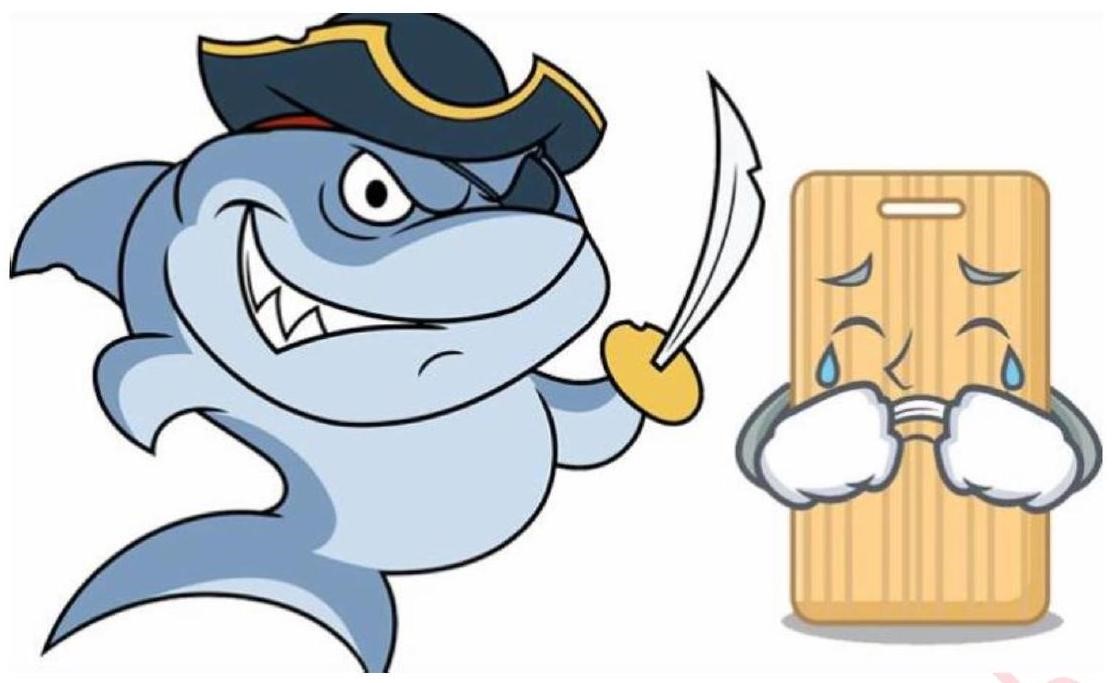 Hình ảnh sau gợi nhắc đến câu tục ngữ nào?   a/ Cá lớn nuốt cá bé b/ Giận cá chém thớt c/ Cá chém thớt khóc. (ảnh 1)