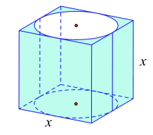 Câu 14:	Cho hình trụ nằm bên trong hình lập phương có cạnh bằng \[x\] (hình vẽ).   Tỉ số thể tích của hình trụ và hình lập phương đã cho là (ảnh 1)