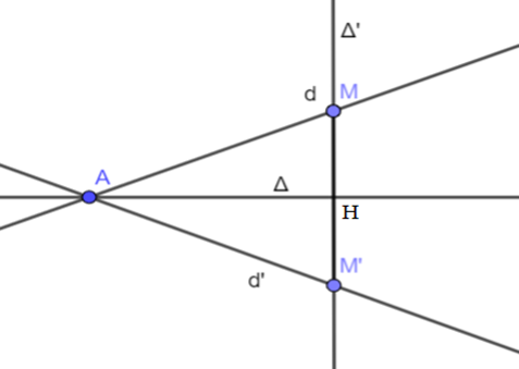 Viết phương trình đường thẳng d' đi qua điểm A và điểm M'. (ảnh 1)