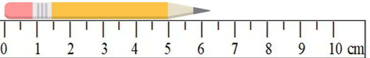 Số đo chiều dài của cây bút chì ở hình bên dưới là
 (ảnh 1)