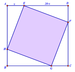 Một viên gạch hình vuông có cạnh thay đổi được đặt nội tiếp trong một hình vuông có cạnh bằn (ảnh 1)