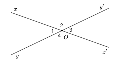 Cho hình vẽ sau: Các cặp góc đối đỉnh trong hình bên là (ảnh 1)