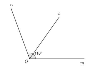 Cho góc {mOn} = 110 độ\), tia \(Ot\) là tia phân giác (ảnh 1)