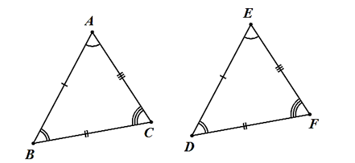 Cho hình vẽ sau: Khi đó, hai tam giác bằng nhau là (ảnh 1)