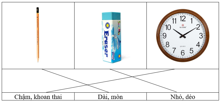 Nối sự vật với các tính từ chỉ đặc điểm của sự vật đó: (1 điểm)
 (ảnh 2)